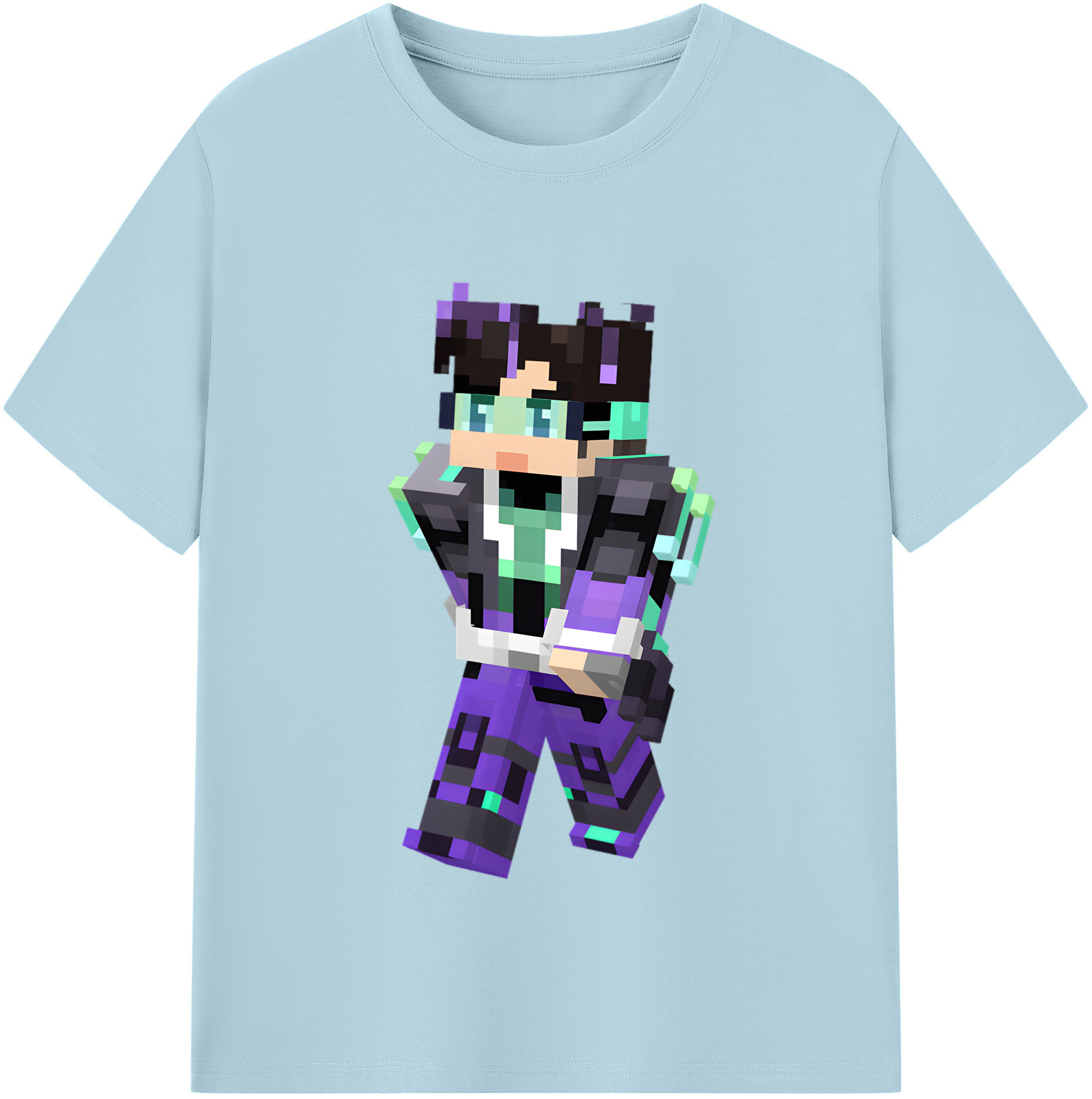 （画像用） マインクラフト ブロックの世界 Minecraft MC Block world 綿100％半袖Tシャツ（フロントプリント）